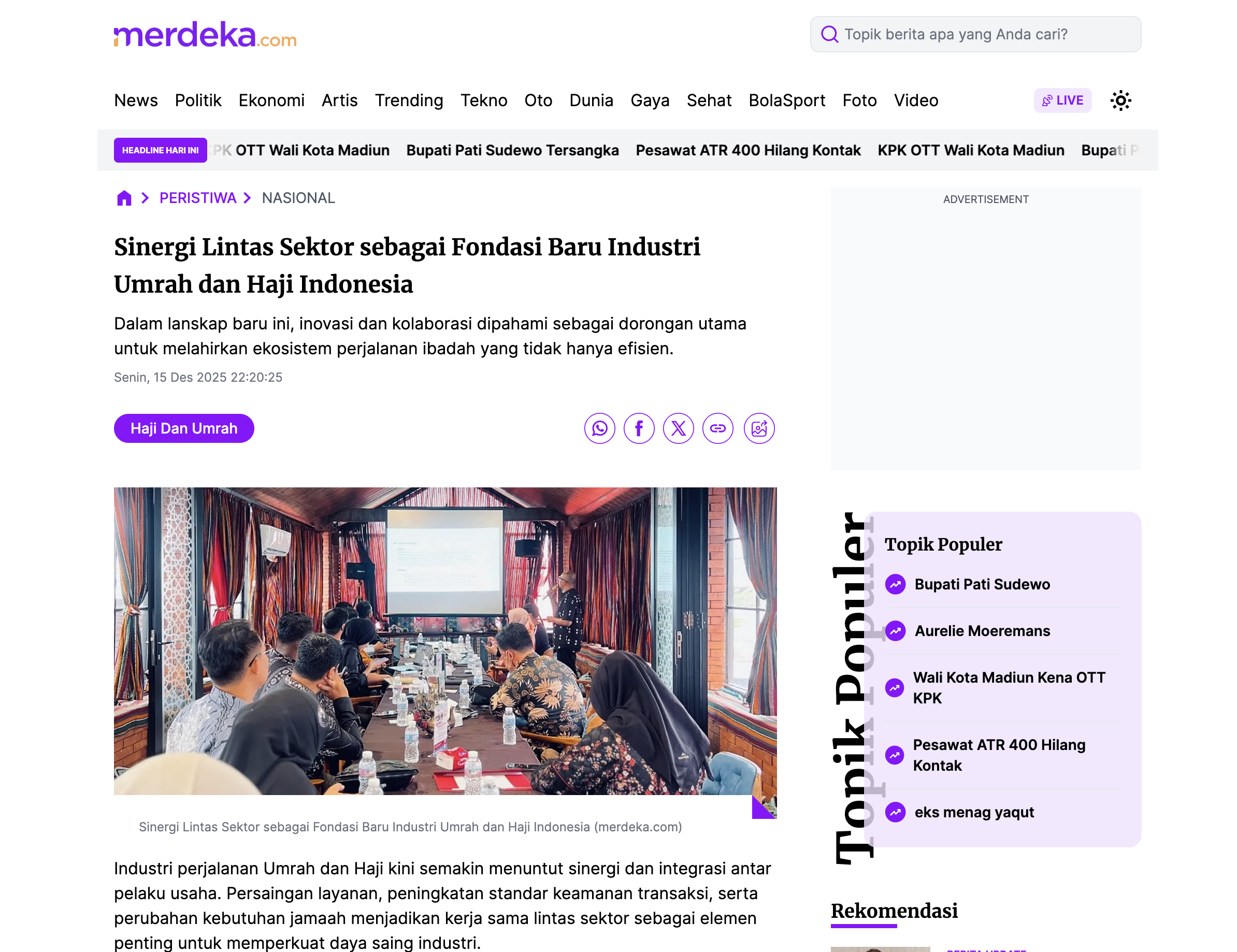 Sinergi Lintas Sektor sebagai Fondasi Baru Industri Umrah dan Haji